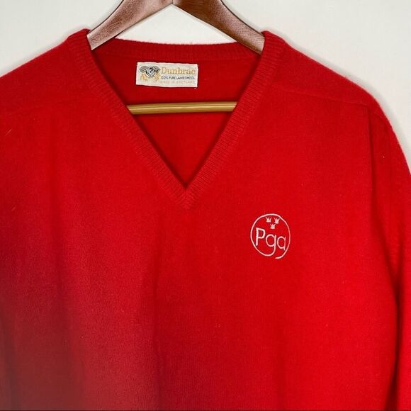 VINTAGE Men's Dunbrae V Neck PGA Lambswool Sweater. sz Large #EE - Picture 9 of 10